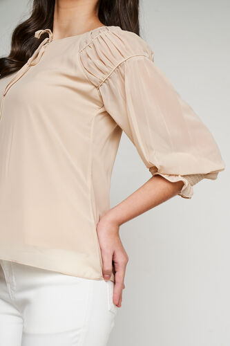 Cream Regular Length Straight Blouson Top, Cream, image 6