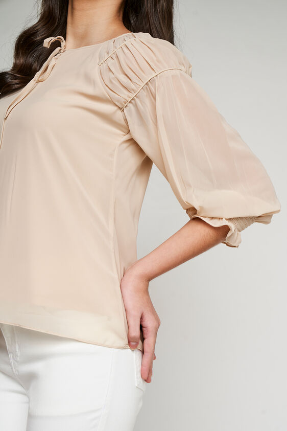 Cream Regular Length Straight Blouson Top, Cream, image 6