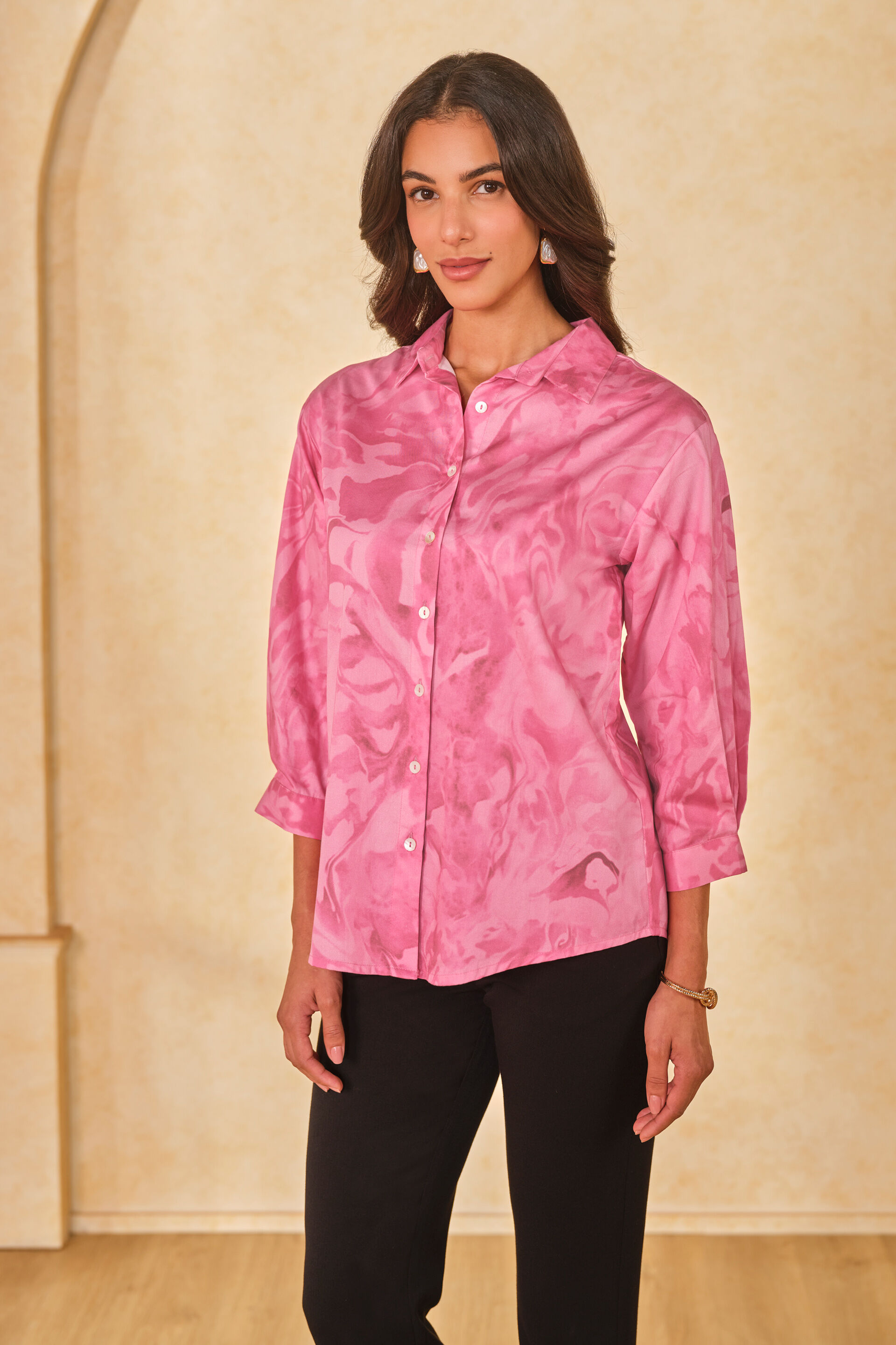 Orchid Blush Cotton Shirt, Pink, image 1