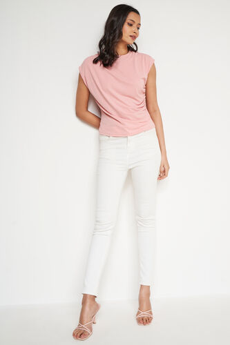 Peach Solid Straight Top, Peach, image 3