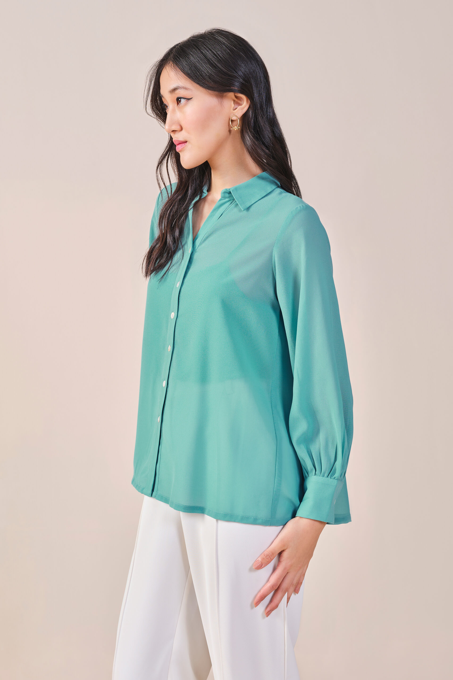 Delilah Printed Shirt, Green, image 4