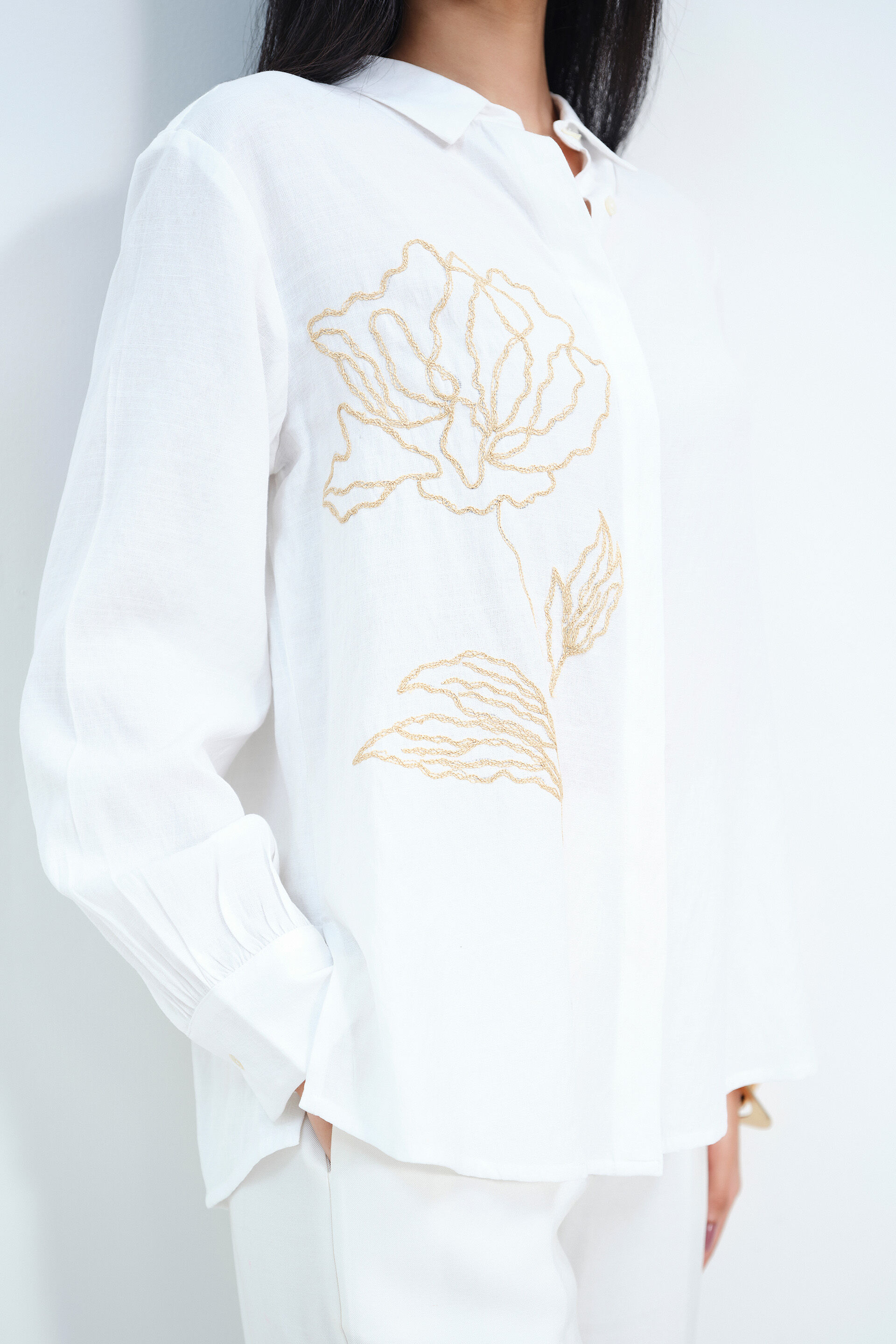 White Petals Shirt, White, image 4