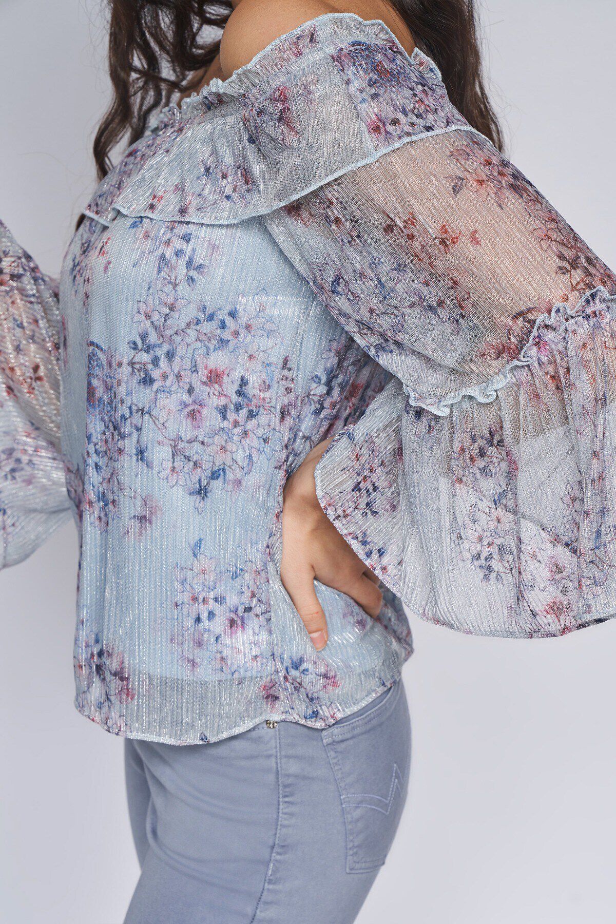 5 - Powder Blue Floral Straight Top, image 5