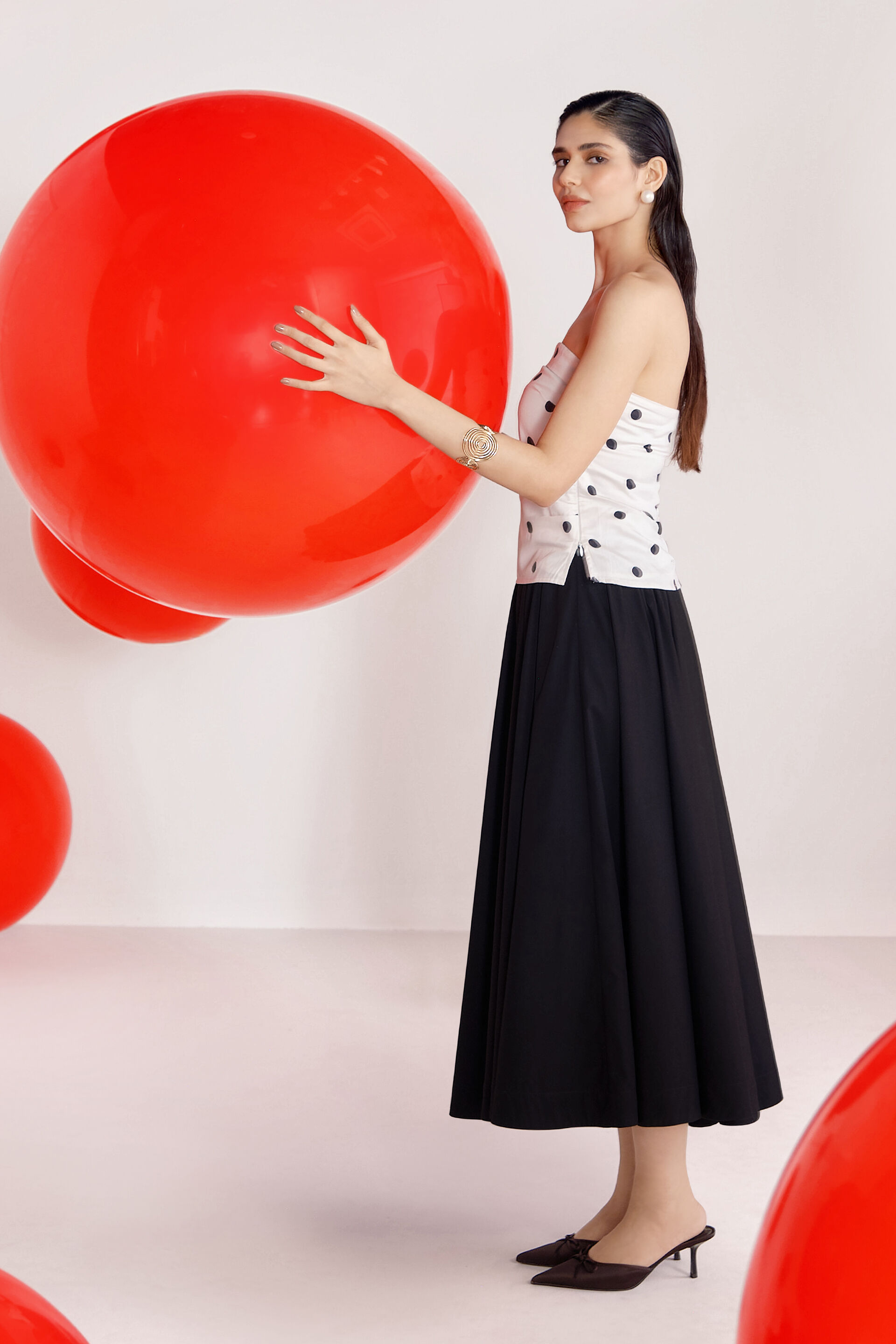 Polka Pop Cotton Top, White, image 4