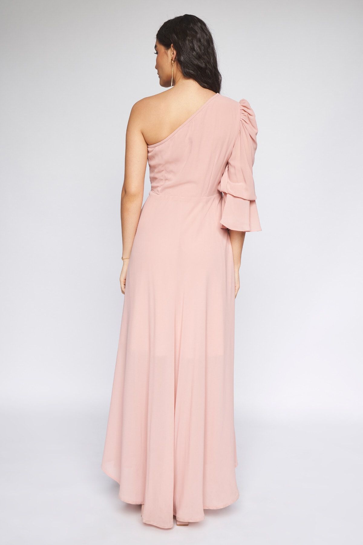 6 - Light Pink Solid Fit and Flare Gown, image 6