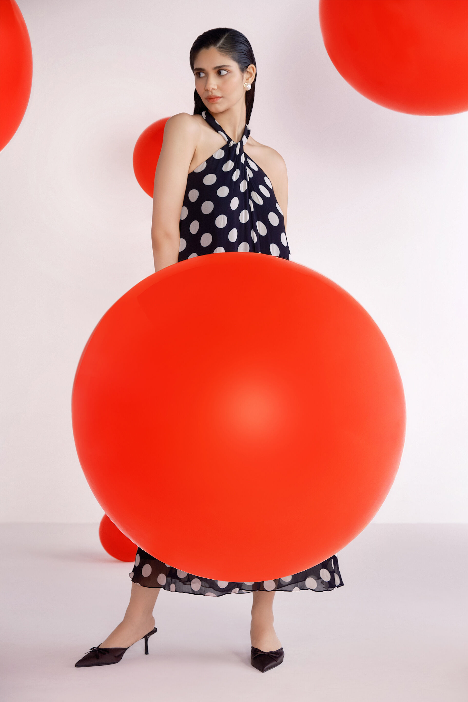 Polka Party Dress, Black, image 2