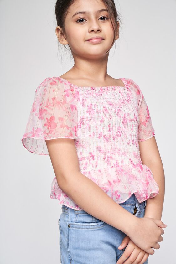 2 - Pink Floral Fit and Flare Top, image 2