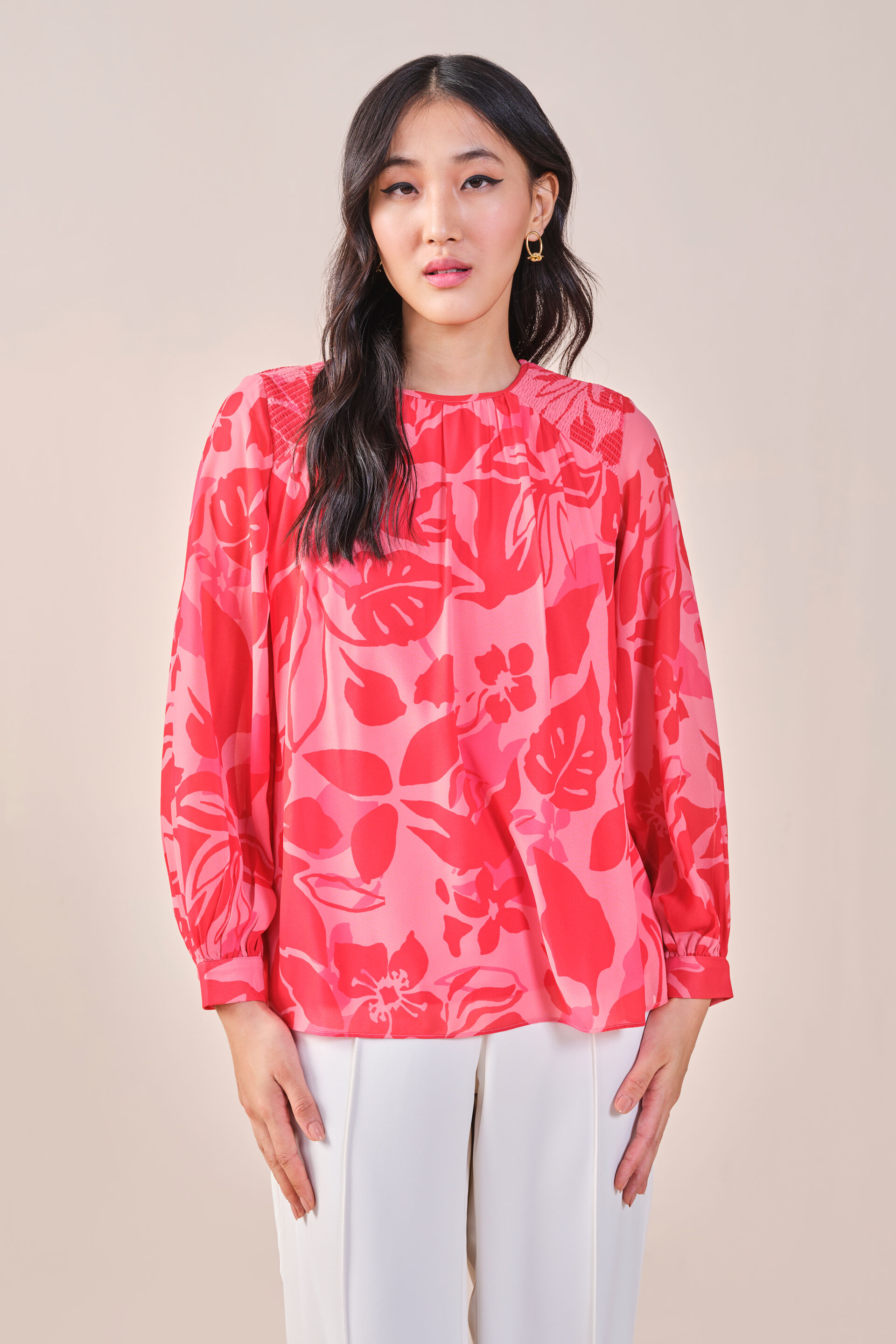 Dahliah Printed Top, Pink, image 3