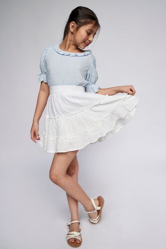 1 - White Self Design Flared Skirt, image 1