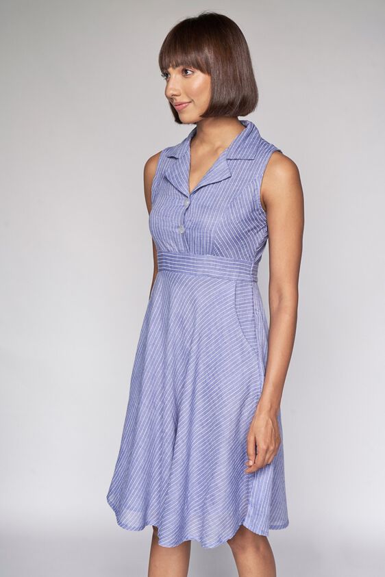 3 - Blue Stripes Fit & Flare Dress, image 3