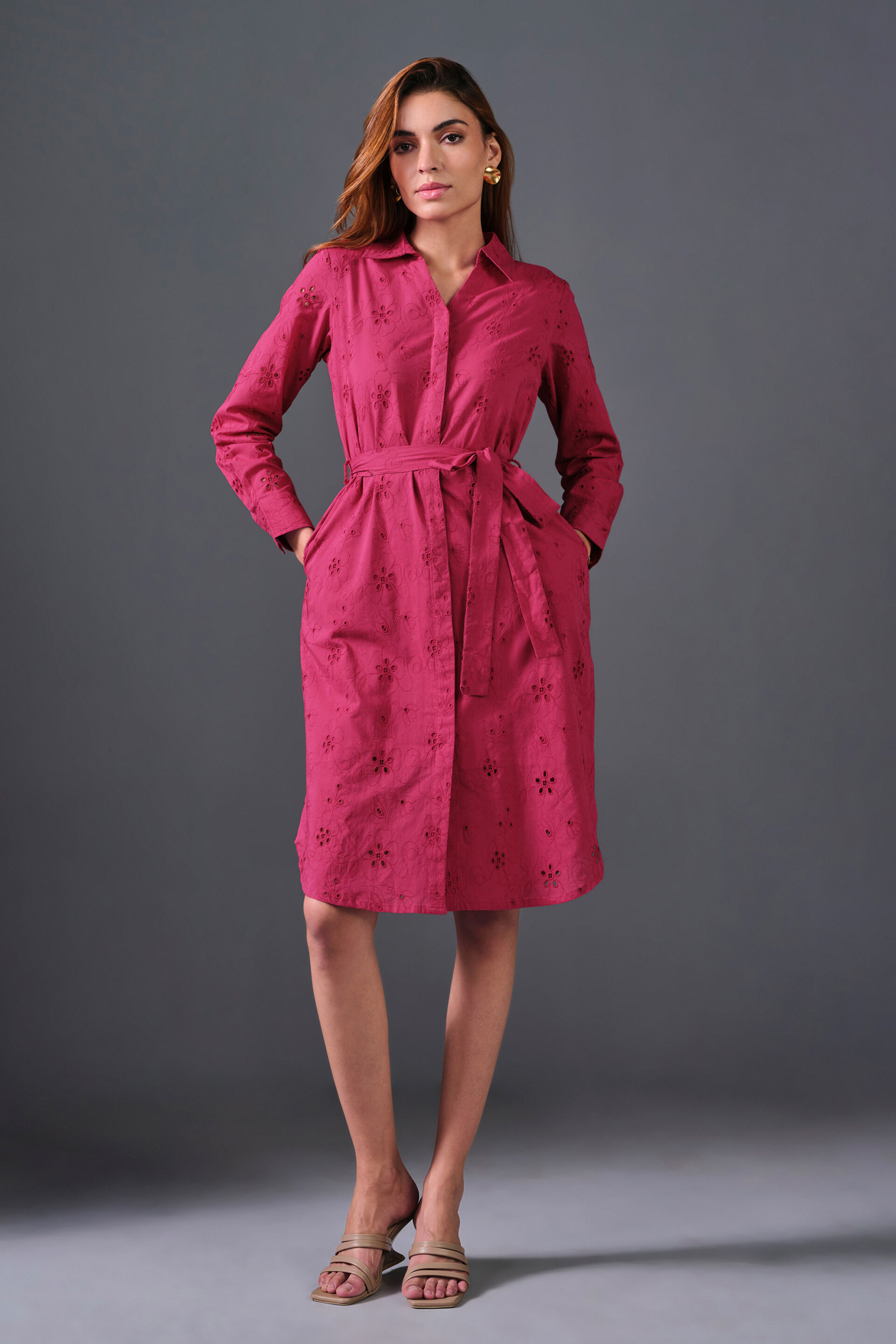 Raspberry Dreams Cotton Dress, Dark Pink, image 1