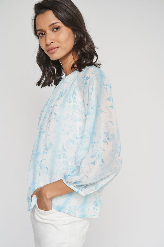 Sky Blue Regular Length Curved A-Line Top, Sky Blue, image 4