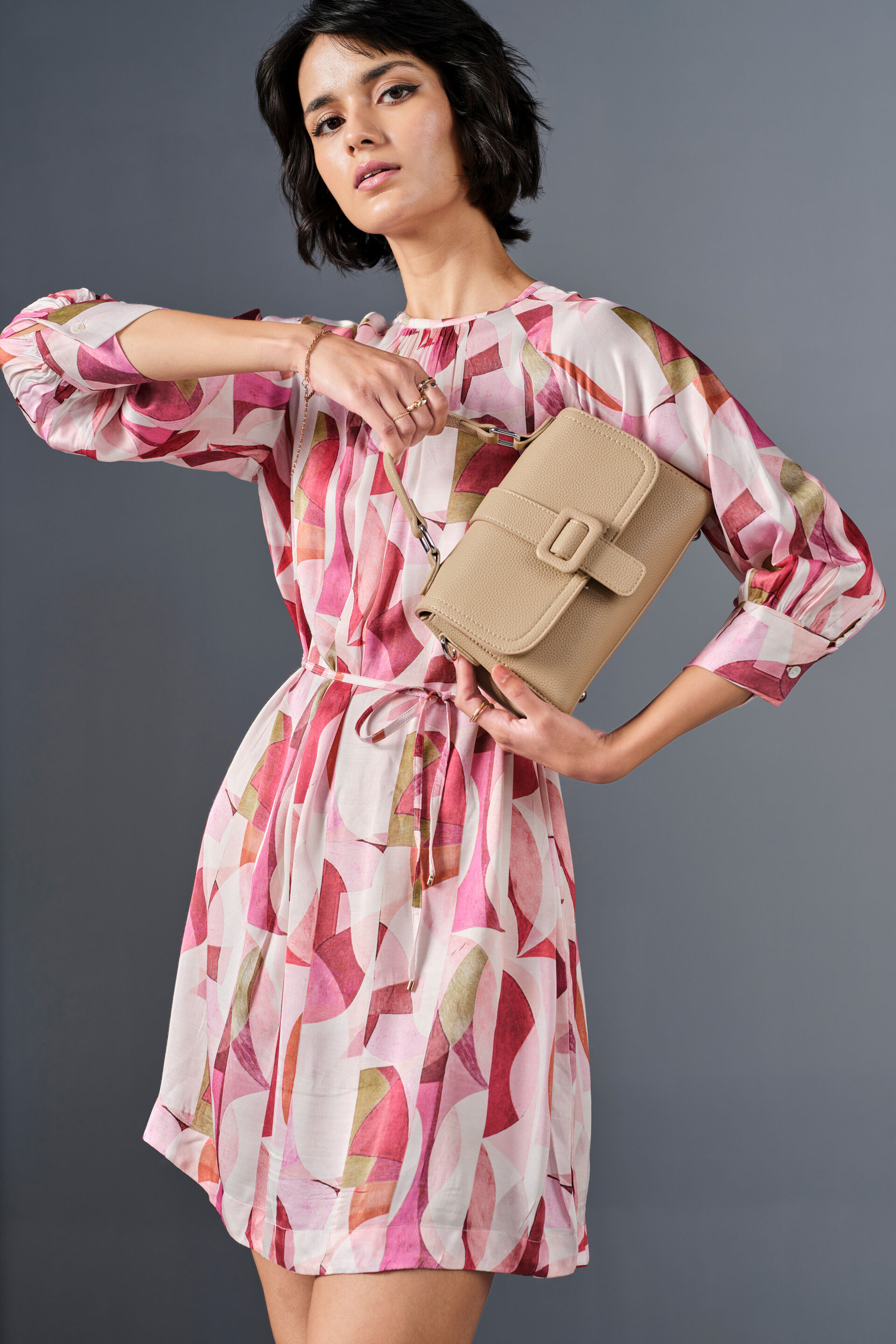 Boho Blossom Viscose Dress, Pink, image 6