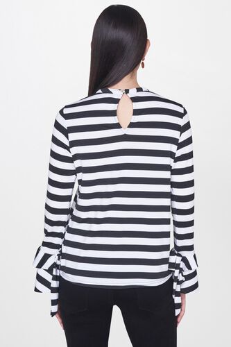 2 - Black - White Stripes Pleated Straight Top, image 2