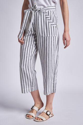 2 - White - Grey Stripes Crop Bottom, image 2