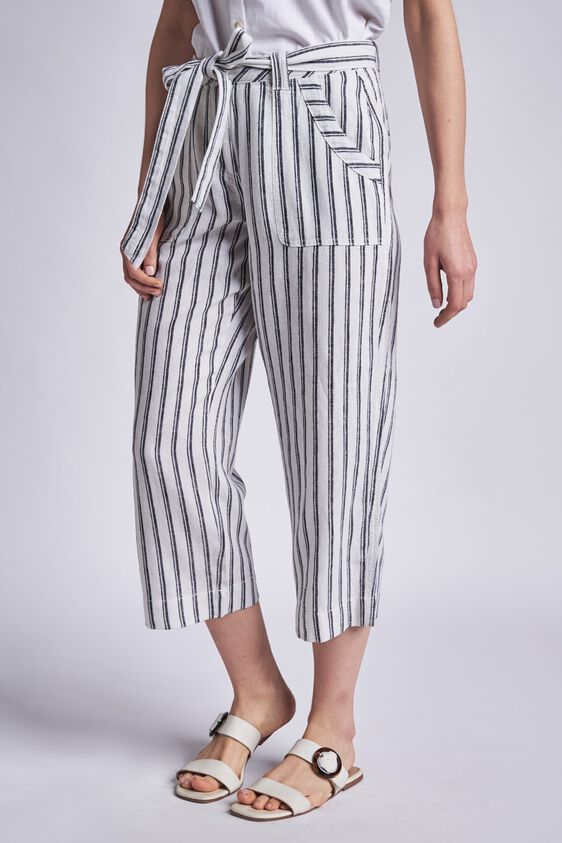 2 - White - Grey Stripes Crop Bottom, image 2