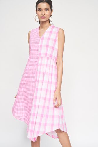 3 - Pink Self Design Peplum Dress, image 4