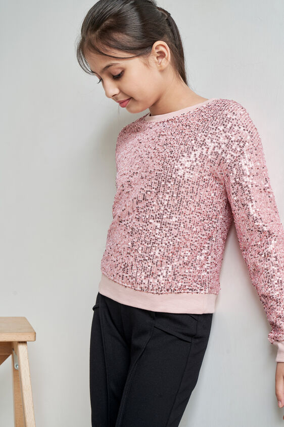Self Design Straight Sweatshirt, Pink, image 4