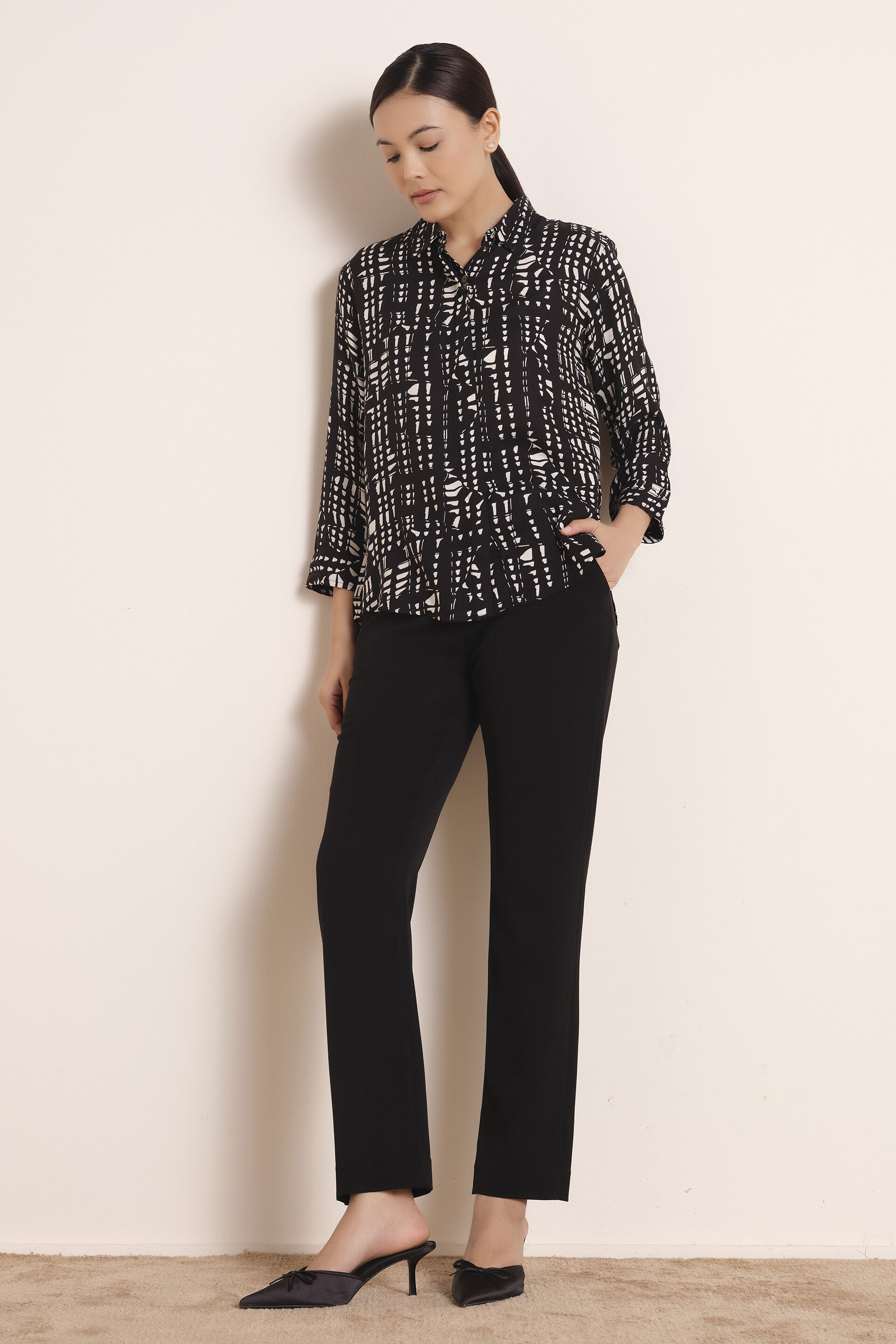 Printed Monochrome Shirt, Black, image 5