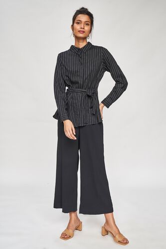2 - Black and White Striped Tie-Up Top, image 2