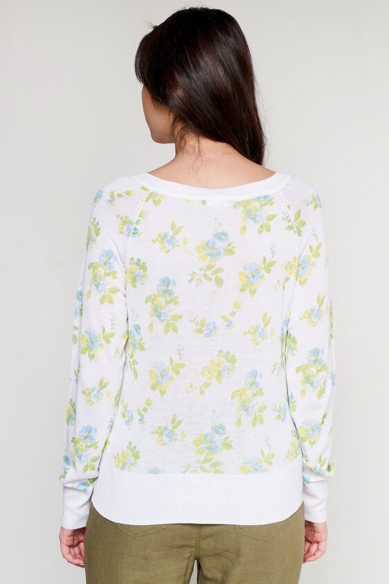 White Floral Knitted Top, White, image 4