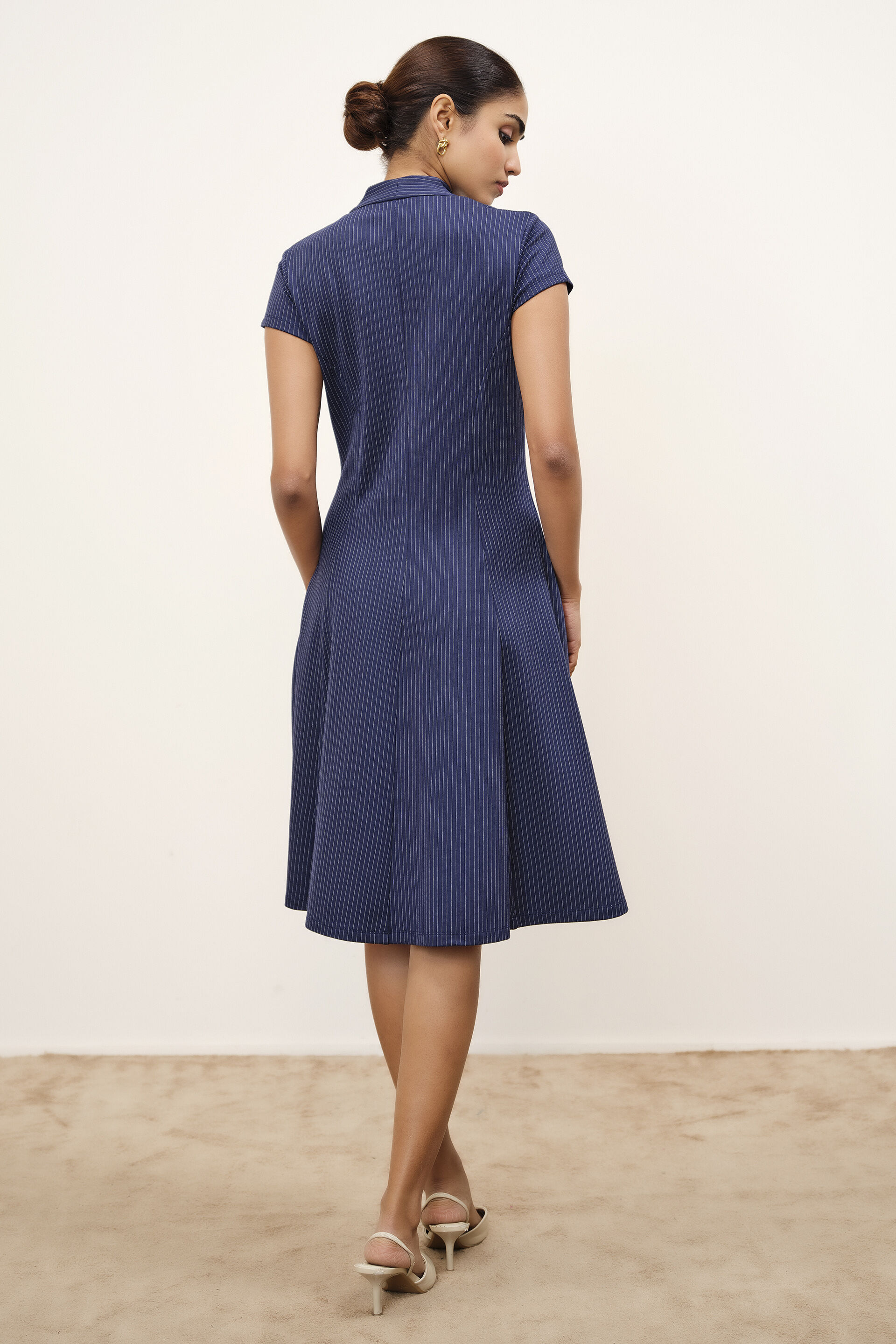 Aveline Pinstripe Dress, Navy Blue, image 5
