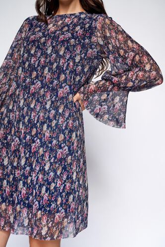 6 - Navy Floral A-Line Dress, image 6