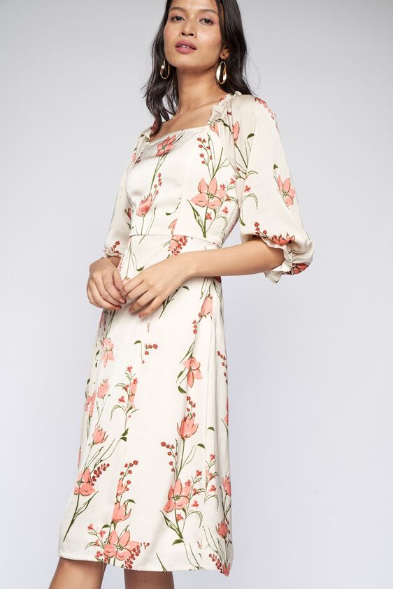 1 - Cream Floral Straight Dress, image 1