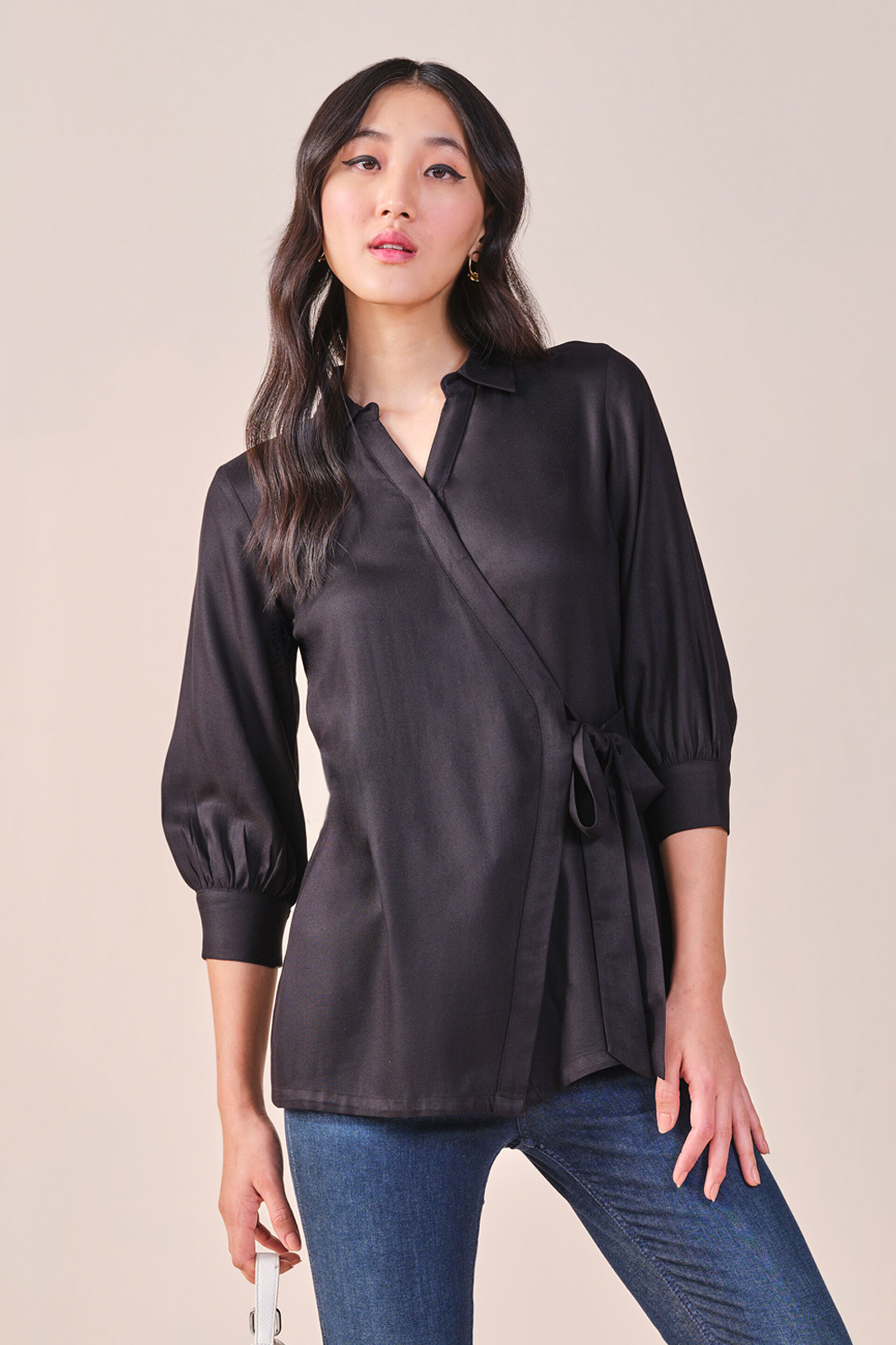 It'S A Wrap Viscose Shirt, Black, image 1