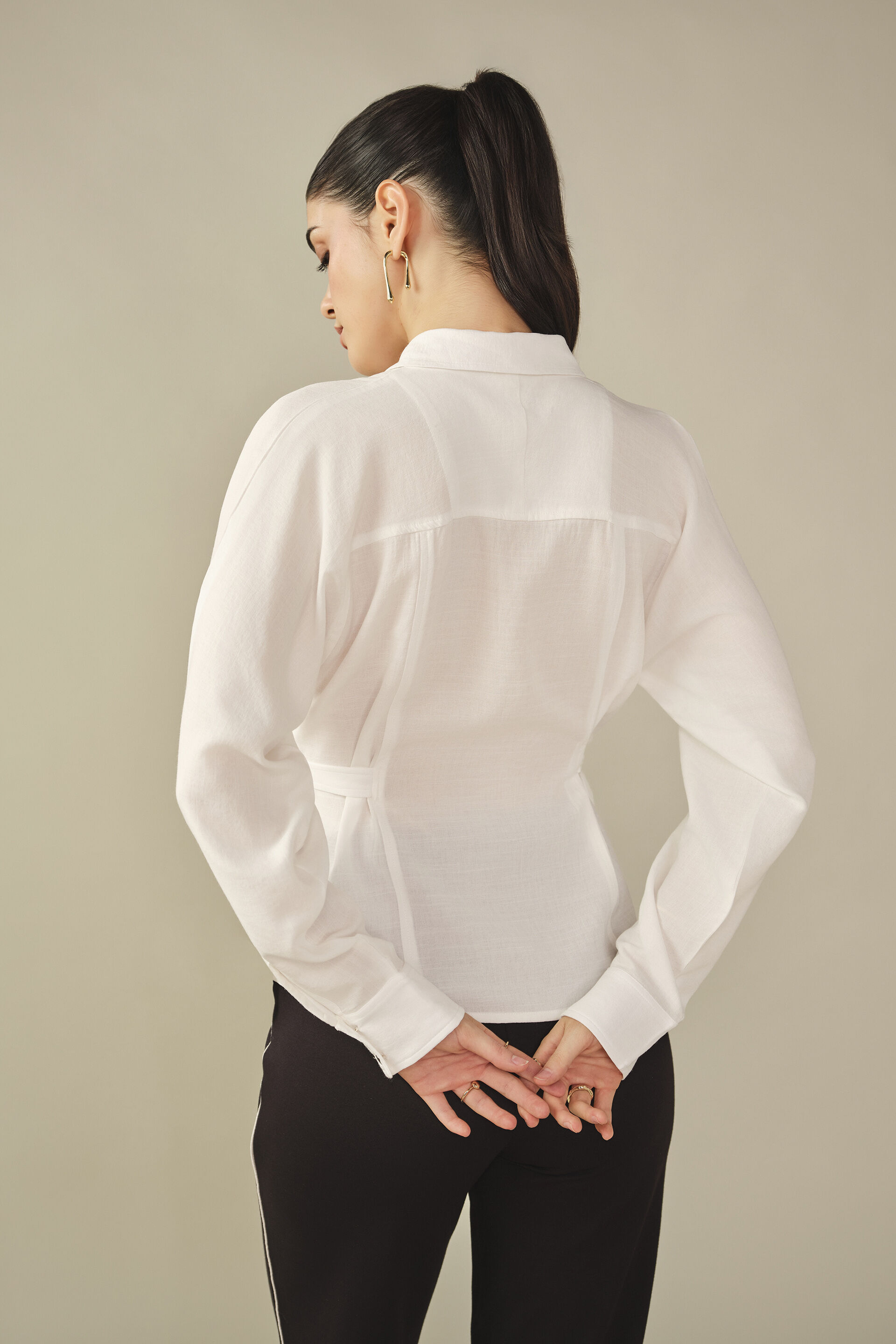 Solid Shirt in White, White, image 6