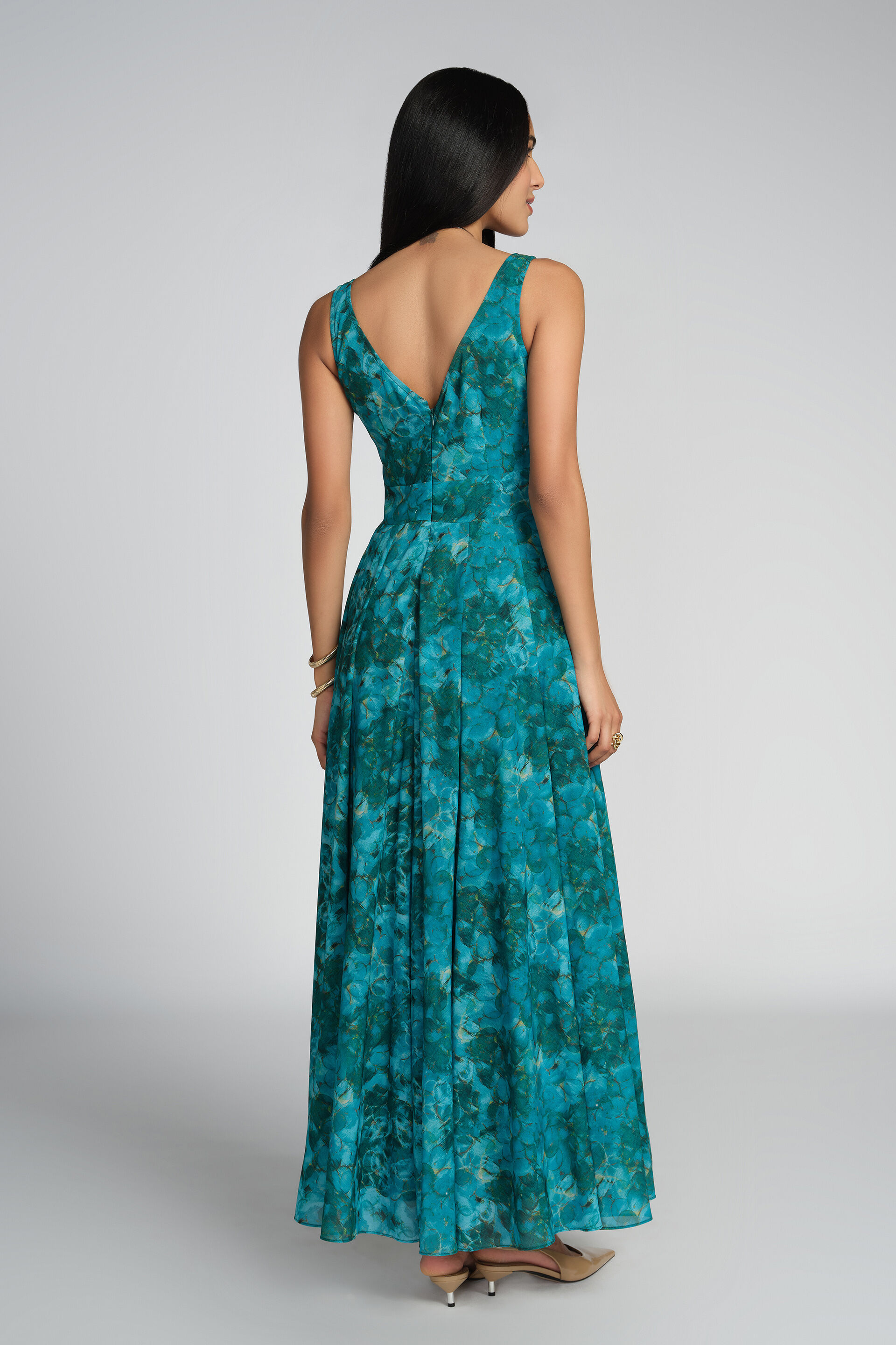 Verde Flared Dress, Green, image 4