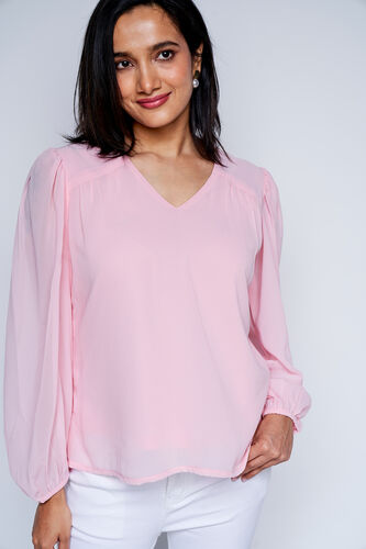 Pink Solid Straight Top, Pink, image 1
