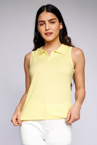 1 - Yellow Solid Shirt Style Top, image 1