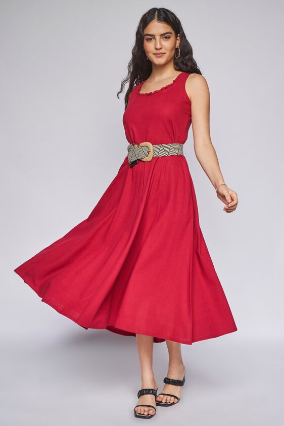 4 - Red Solid Straight Dress, image 5