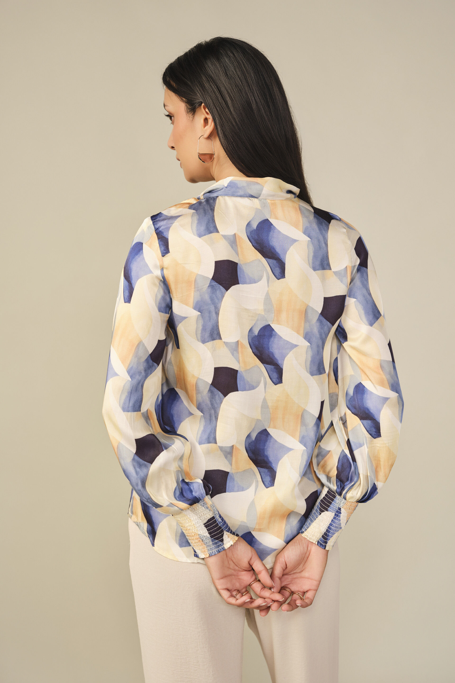 Abstract Printed Modal Top in Blue, Multi Color, image 6