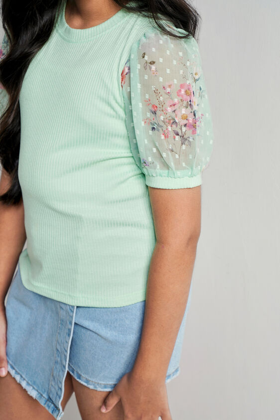Mint Floral Straight Top, Mint, image 5