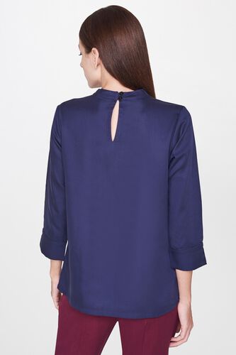 2 - Navy Band Collar Straight Cuff Top, image 2