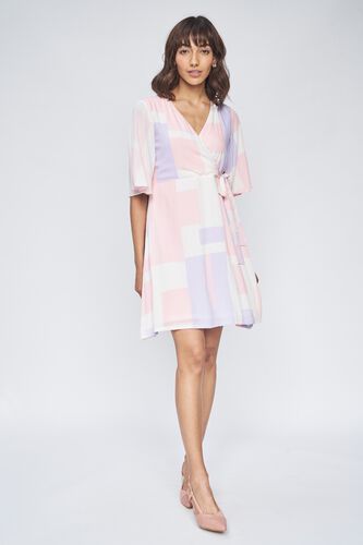 2 - Pink Colorblocked Wrap Dress, image 2