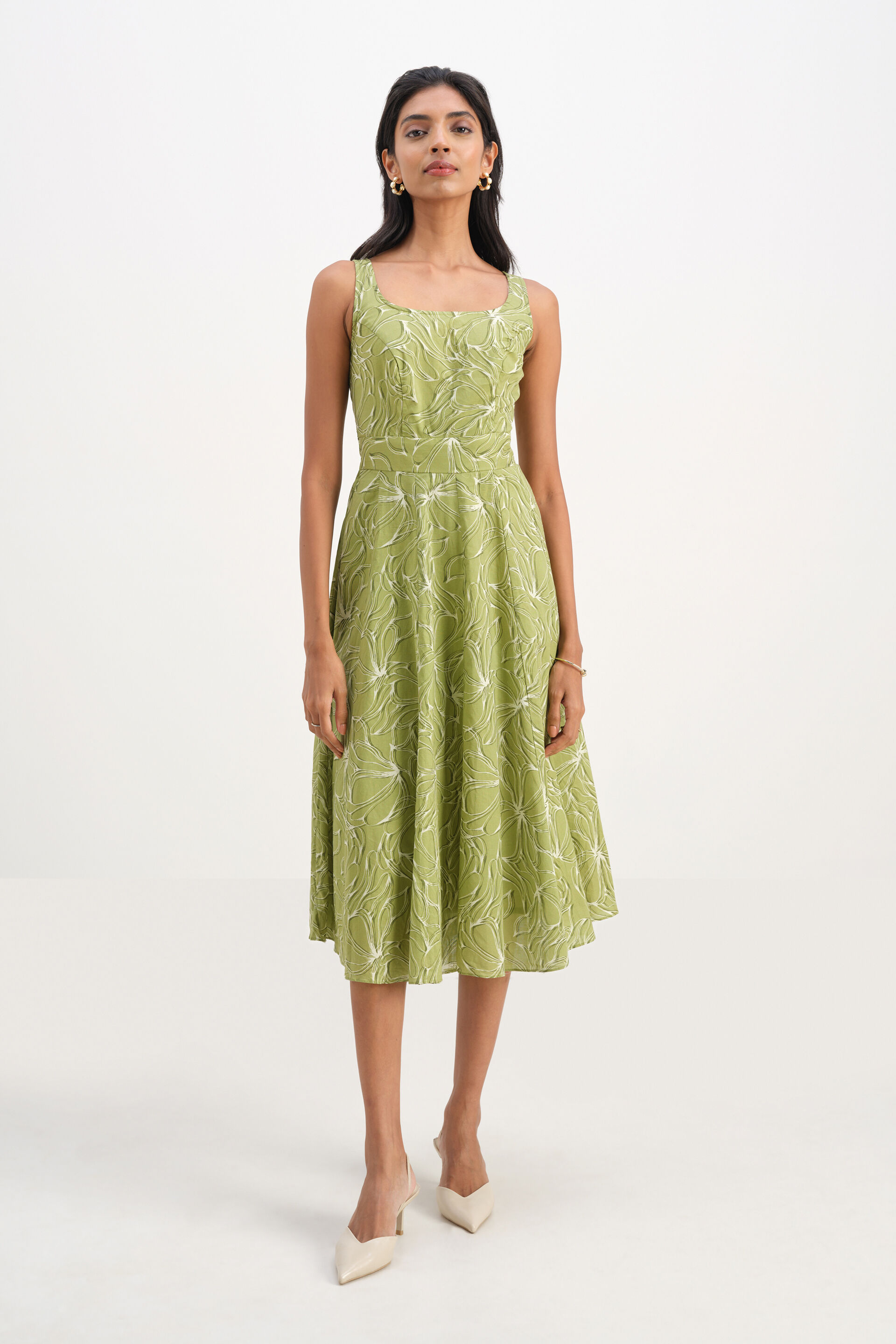 Olive Charm Dress, Green, image 2
