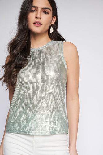 3 - Aqua Foil Print Straight Top, image 3