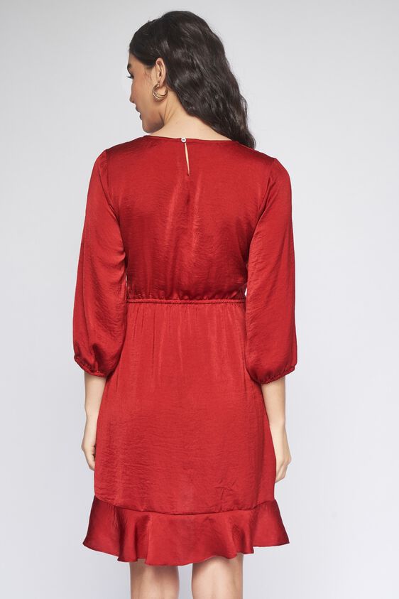 4 - Red Solid Curved Dress, image 4