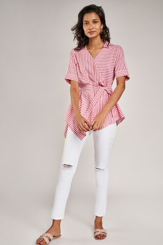 2 - Pink Striped Fit And Flare Top, image 2