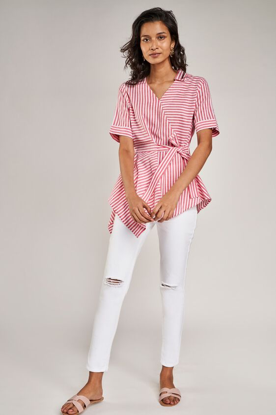 2 - Pink Striped Fit And Flare Top, image 2