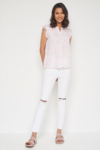 White Geometric Straight Top, White, image 2
