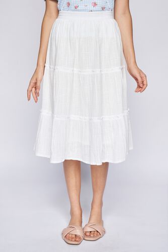 2 - White Solid Fit & Flare Skirt, image 2