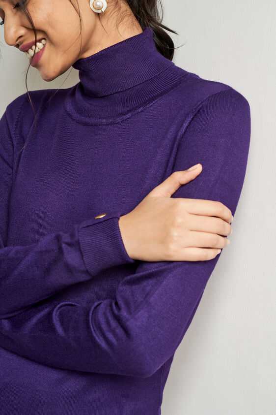 Purple Solid Straight Top, Purple, image 2
