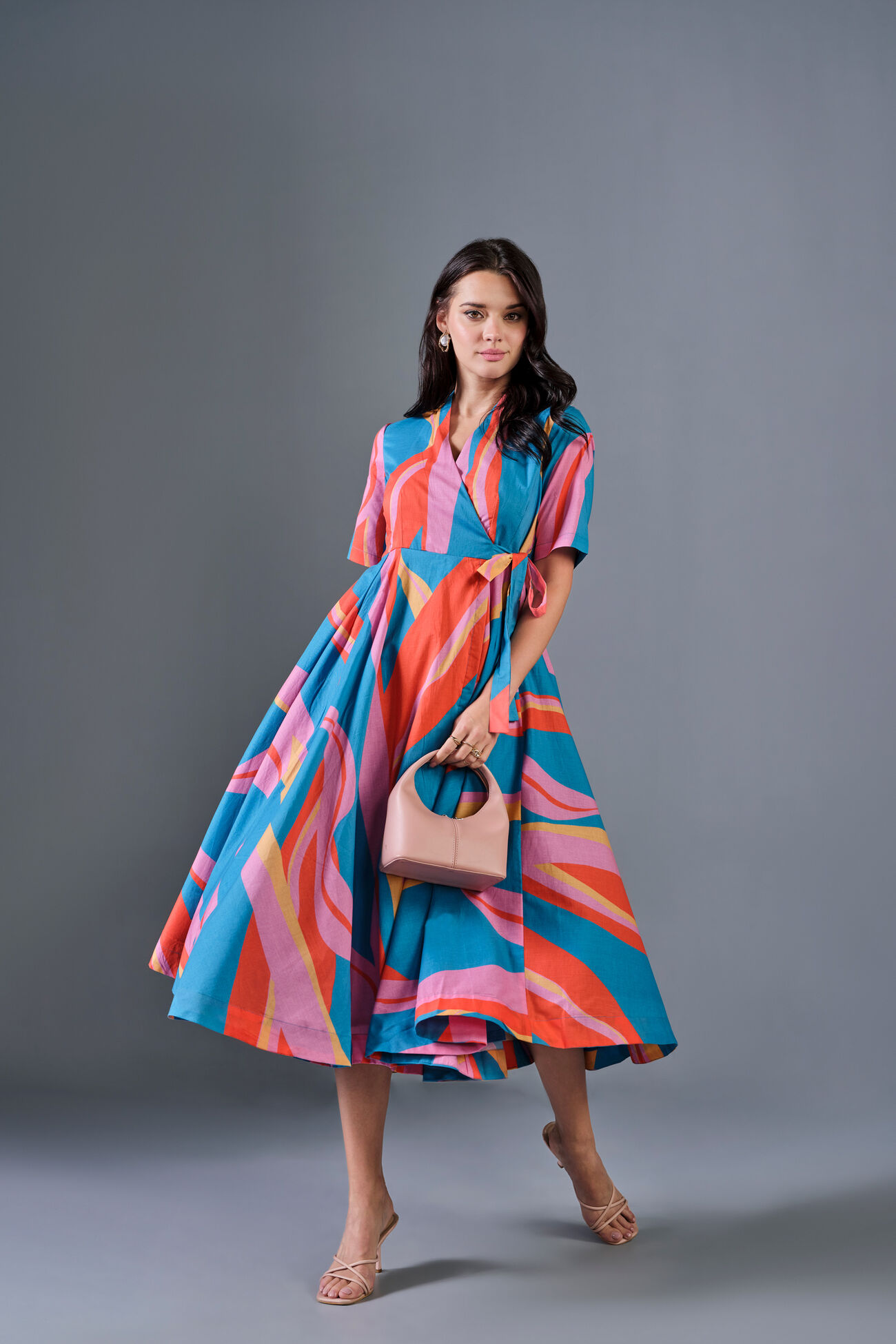 Abstract Swirls Cotton Dress, Multi Color, image 1