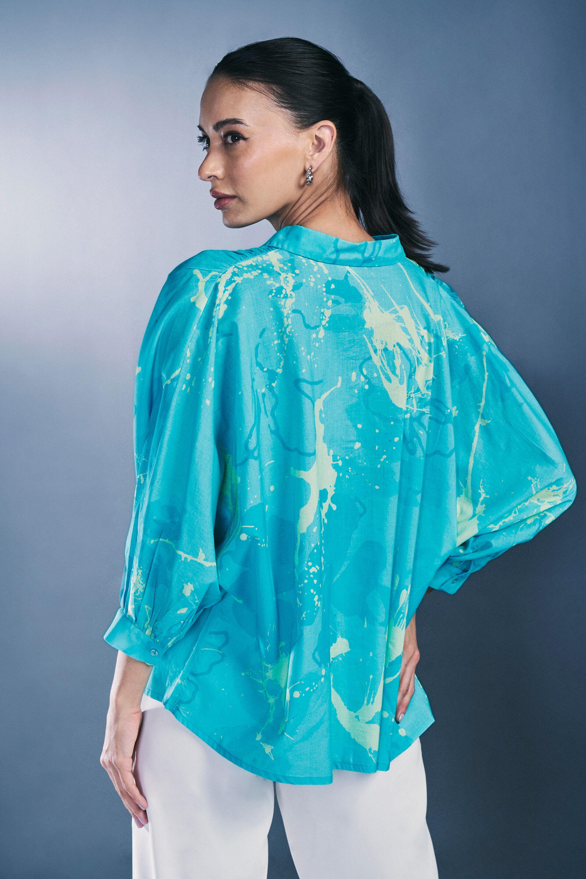 Island Vibes Cotton Shirt, Turquoise, image 5