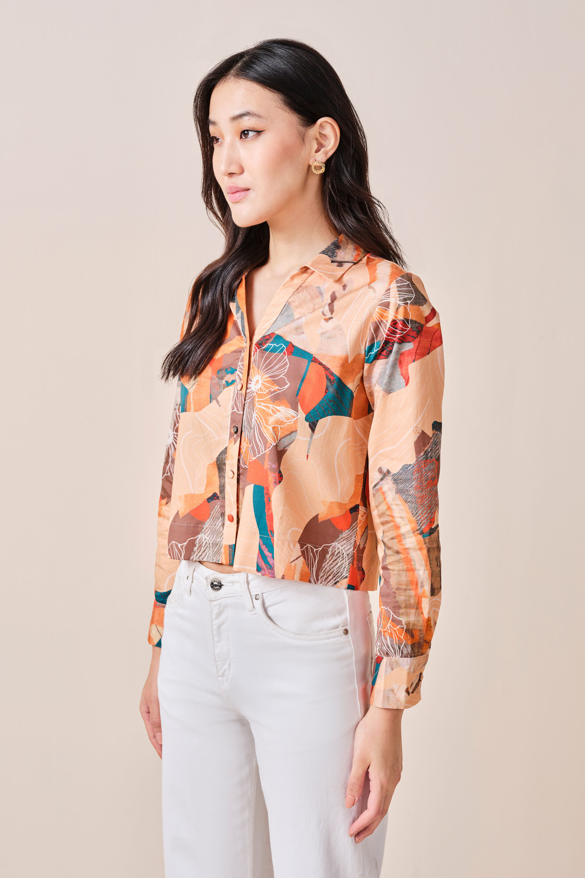 Sienna Cotton Shirt, Orange, image 8