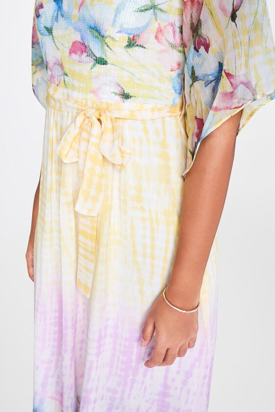 4 - Yellow Floral V-Neck Fit and Flare Dress, image 4